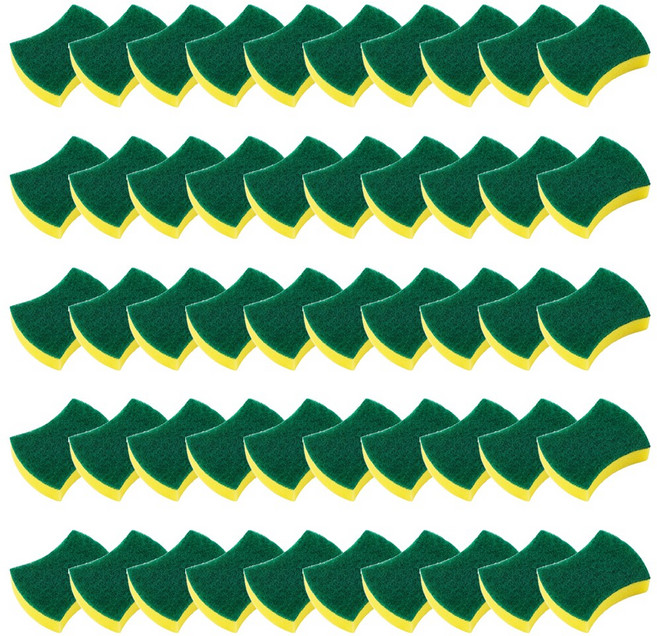 투데이리빙 50P 세트 대용량 양면 다용도 스펀지 다목적 설거지 수세미 거품 세척 부드러운 워터 블럭 주방 욕실 화장실 청소 용품, 1세트, 50개