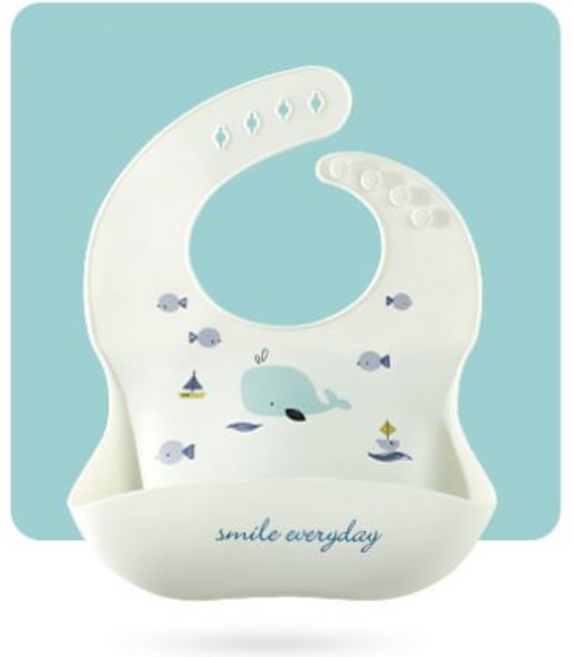 아기 턱받이 실리콘 방수 자기주도 이유식 어린이집 코니 더마더 특허 침받이 무쉬, A타입-하늘고래, 1개