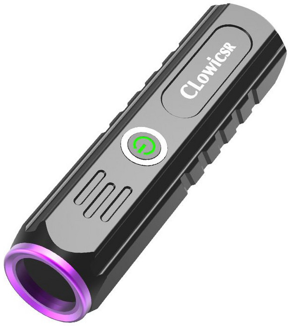 Clowicsr 紫光手電筒 365NM 紫外線燈, 黑, 1個