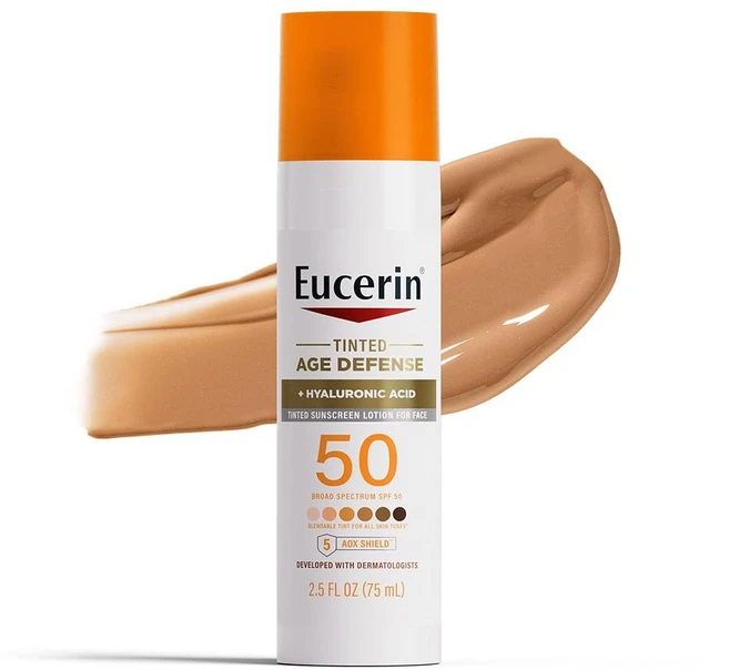 Eucerin 페이스 썬스크린 로션 75ml 1팩 틴티드 에이지 디펜스 Eucerin Sun Tinted Age Defense Face, 1개 - 쿠팡