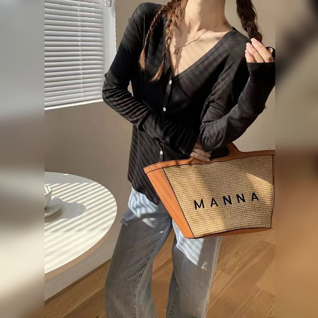 지고다그 여성용 봄여름용 브이넥 아이스 실 니트 가디건 얇은 긴팔 커버업 루즈핏 냉방용 외출용 상의 GJX2383