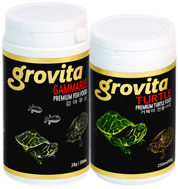 그로비타 거북이 먹이 세트 : 사료 250 + 감마루스 300, 1개