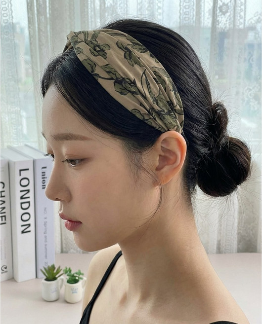 플라워 패턴 꼬임 터번 반다나 와이드 넓은 헤어밴드