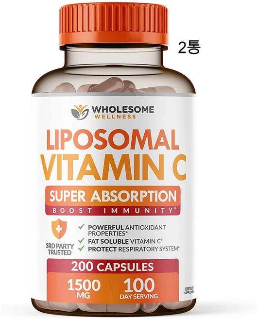 홀섬웰니스 리포조말 비타민C 1500mg 인지질 레시틴 해바라기씨유, 200정, 2개 - 쿠팡