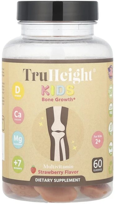 TruHeight 어린이용 뼈 성장 촉진 구미젤리 만 2세 이상 어린이용 딸기 구미젤리 60개, TruHeight어린이용뼈성장촉진구미젤리만2세이상어린이, 1개, 60정 - 쿠팡