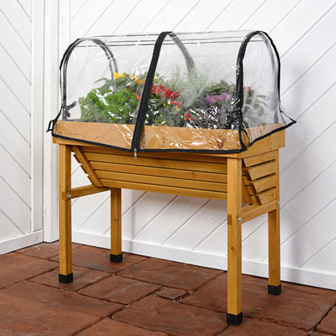 [풀물정원] 베지트러그 월 미니 (커버포함) - 베란다 나무 우드 화분 선반, 1개