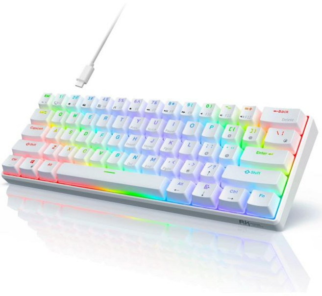 RK 로열 클러지 RK61 유선 60 기계식 게이밍 키보드 프로그래머블 QMK/VIA RGB 백라이트 61키 울트라 컴팩트 핫스왑 브라운 스위치 블랙, White, Hot-Swappable Red Switch, 적축, 1개