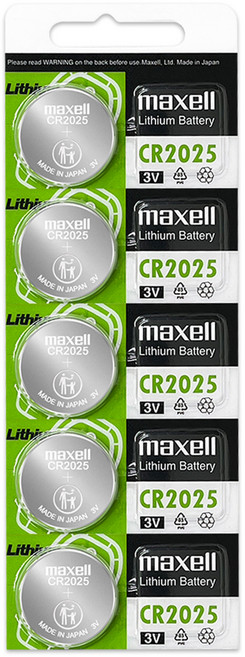 maxell CR2025 鈕扣型鋰電池, 1套裝, 5個裝