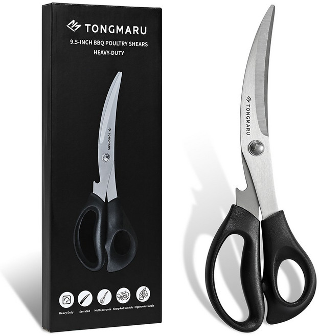 통마루 프리미엄 스테인리스 바베큐 고기 업소 주방가위, 1개, 블랙