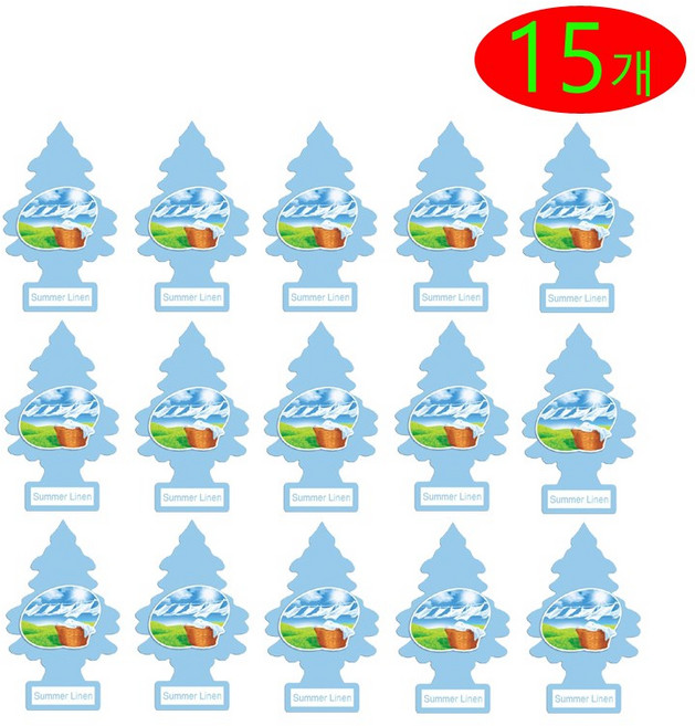 리틀트리 방향제 섬머 린넨 총(15 개) 차량용 방향제 종이방향제 디퓨져 미국산 옷장 화장실 방향제, 섬머린넨, 15개