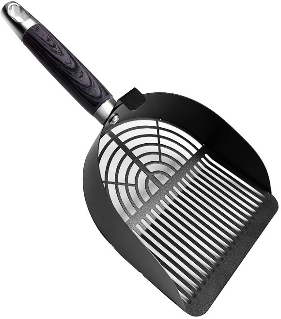 준랩 블랙킹 고양이 모래삽 듀얼 탄소강 화장실 모래 스쿱, 1개, Black