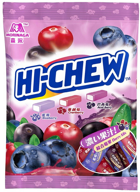 森永 嗨啾軟糖，綜合水果/汽水綜合/綜合莓果，4包組, 4個, 90g綜合莓果, 90g