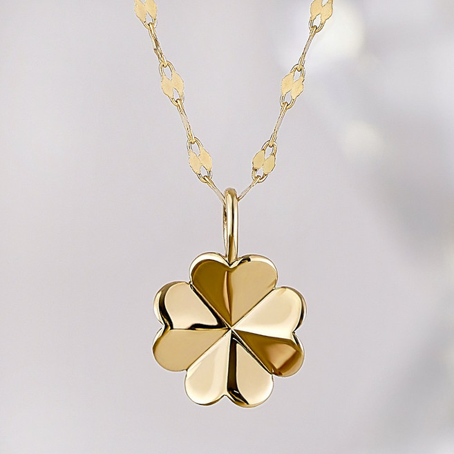 주리에떼 14K/18K 플라워 라일라 데일리 행운의 클로버 목걸이