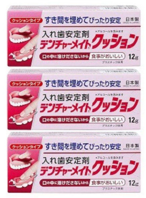 일본 덴처메이트 틀니 의치 접착제 안정제 12g 3개 세트, 12ml