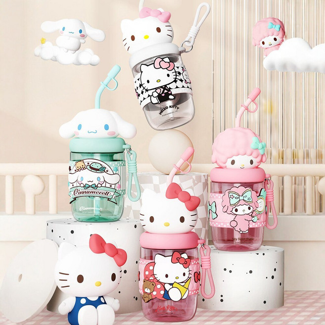 [2026 신상] 산리오 캐릭터 아동용 빨대 물통 예쁜 여아용 캐릭터 컵 어린이집 유치원 선물 여름용 휴대용, 1개, 650ml, 시나모롤