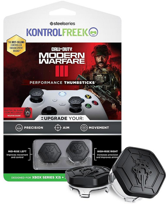 콘트롤프리크 콜 오브 듀티: 엑스박스 원 XB1 및 시리즈 X XBX 용 모던 워페어 III 퍼포먼스 썸스틱 고층 1개 중층 1개 블랙/클리어, MW3