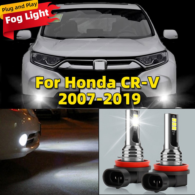 6000K 전면 안개등 2pcs LED 전구 액세서리 램프 혼다 CR V CRV 2007 2008 2009 2010 2011 2012 2013 2014 2015 2016 2019, 6000 천개 차가운 흰색
