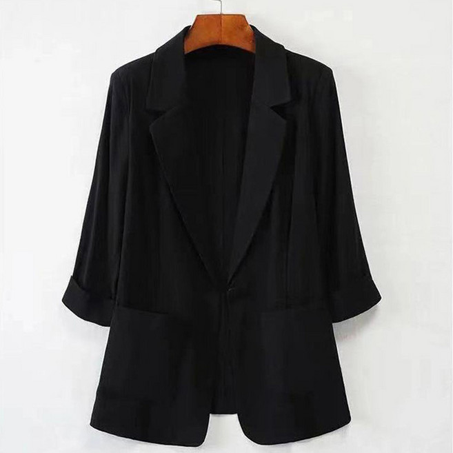 삼제태전 여름 가을 여성 캐주얼 솔리드 정장 세트 슬림핏 빅 사이즈 7부소매 아우터 상의
