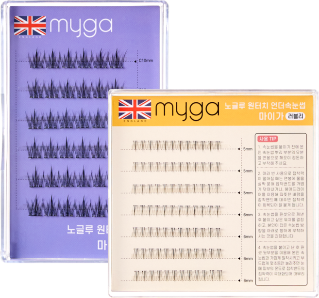 마이가 노글루 가닥속눈썹, 1개, 퓨어,러블리