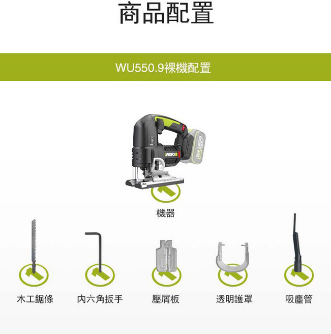 WORX WU550.9 線鋸機, 1個