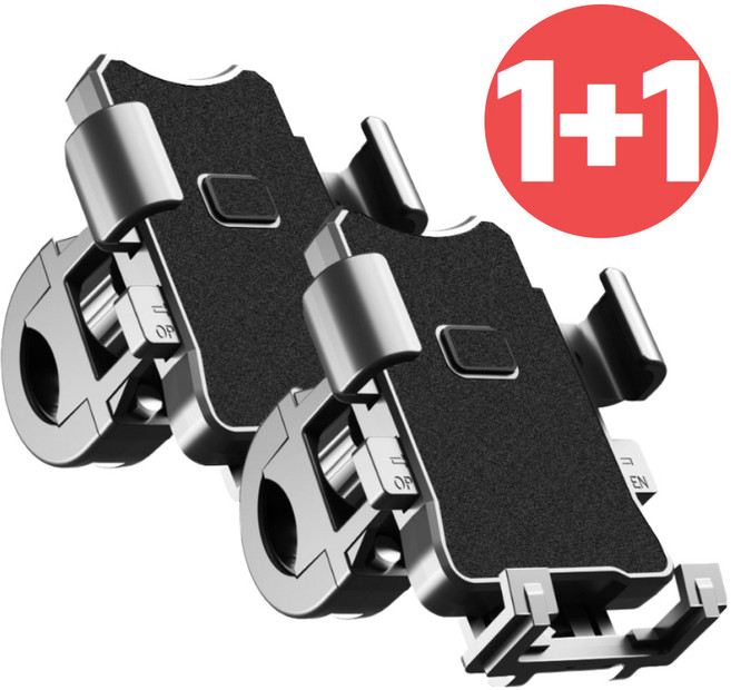원터치 충격흡수 자전거 휴대폰거치대 1+1, 블랙, 1세트