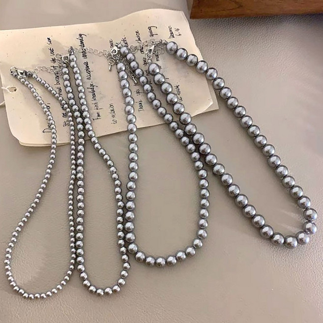 일호장신구 2+2 흑 진주 기본 목걸이 4종 SET 데일리 4 6 8 10mm