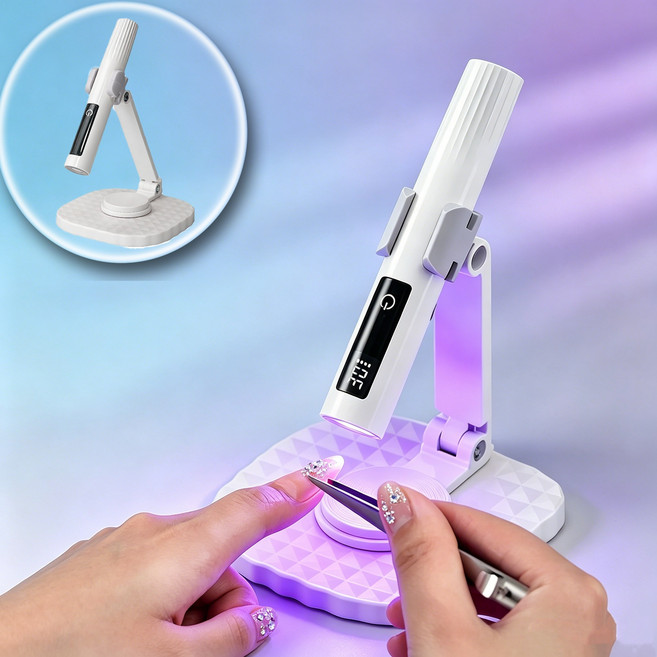 LED 젤 네일 램프 UV 빠른 건조 거치대 360도 회전 가능, 1개, 흰색 A01