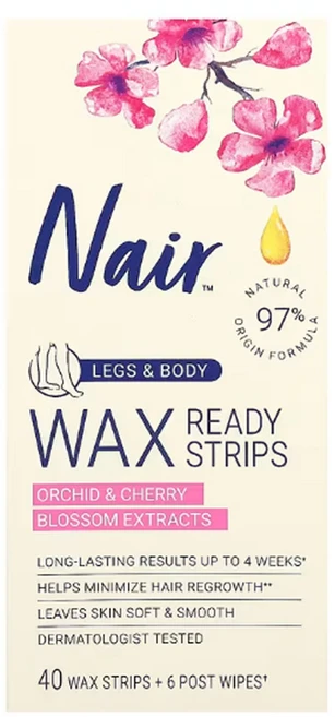 왁싱 스트립 페이스 다리 비키니라인 난초 및 벚꽃 추출물 왁스스트립 40개 + 포스트티슈 6개, 1개 - 쿠팡