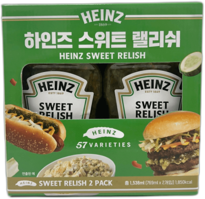 하인즈 스위트 랠리쉬 렐리쉬 핫도그 소스 /, 769ml, 2개