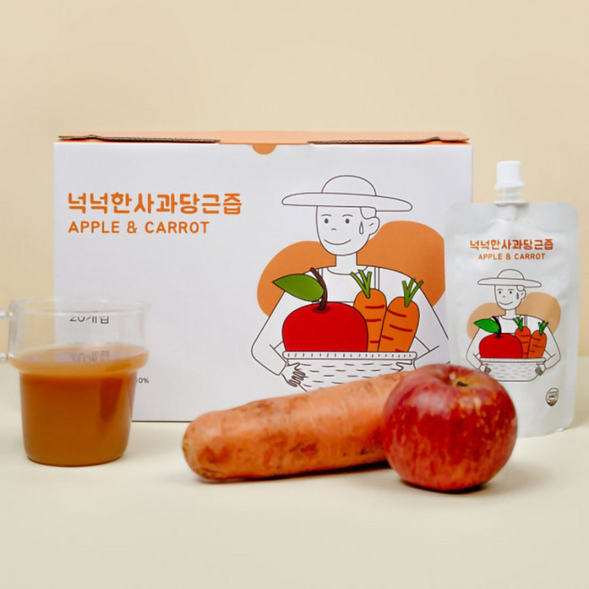 자연미가 해썹인증 사과당근즙 (100mlx20포), 20개, 2L