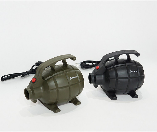 unique present 휴대용 에어펌프(노즐+파우치) 캠핑용 자전거 수류탄 전동 에어펌프, 2.카키, 1개