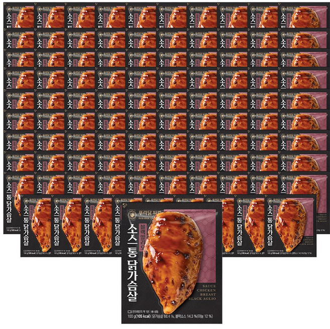 [무료배송/당일출고] 푸라닭 소스 통 닭가슴살 블랙알리오, 100g, 100개