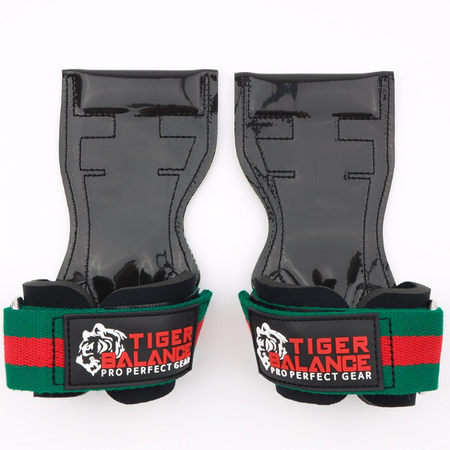 타이거밸런스 헬스 스트랩 리프팅 그립, 1세트, 그린레드