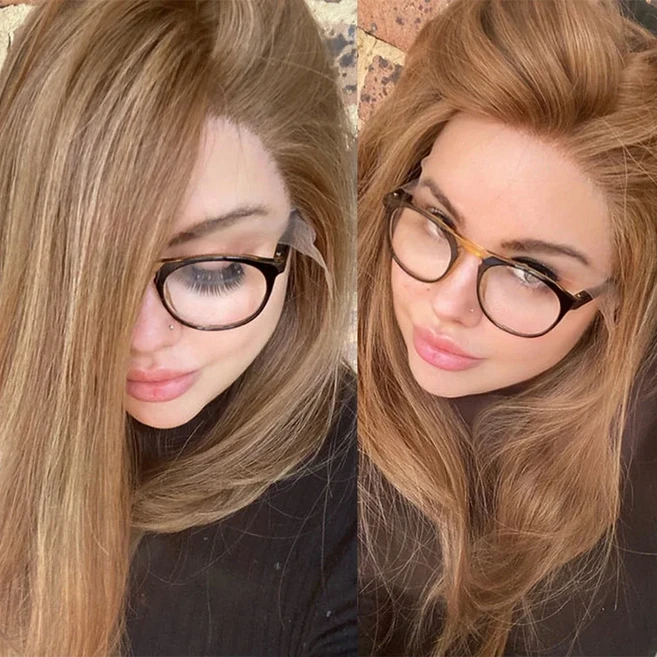 글루리스 소프트 브라운 롱 실키 스트레이트 5x5 베이스 유대인 인간의 머리카락 BabyHair HD 유럽 헤어 Pr, 11 12인치, 02 150 density, 03 brown