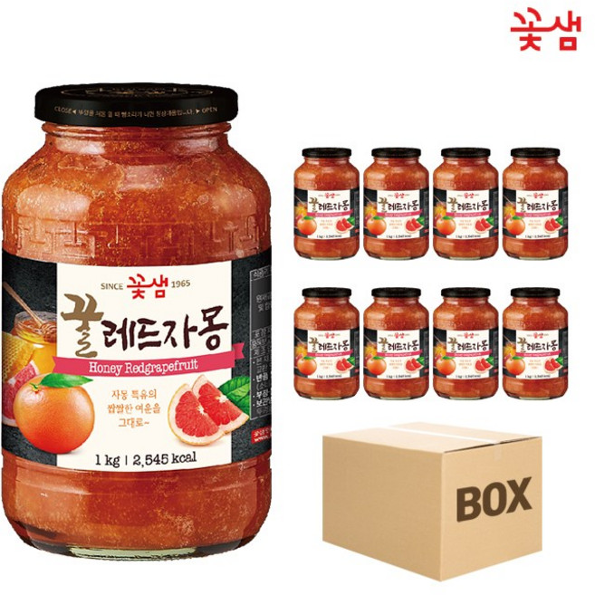 꽃샘 꿀 레드자몽차, 1kg, 8개