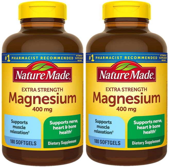 Nature Made 네이처메이드 엑스트라 스트렝스 마그네슘 400mg 180소프트젤 2병, 2개, 180정