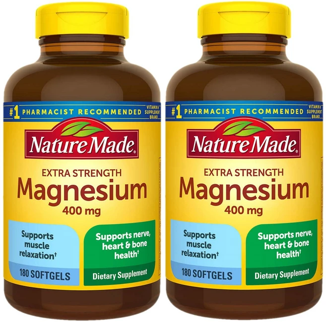 Nature Made 네이처메이드 엑스트라 스트렝스 마그네슘 400mg 180소프트젤, 2개, 180정 - 쿠팡