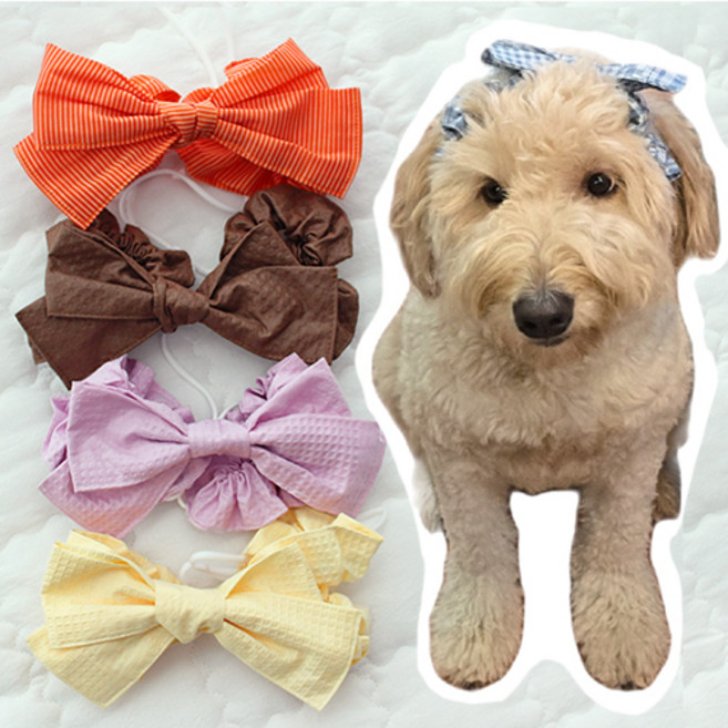 대형견 이어슈슈 머리띠 리본 5종 귓병예방(귀 통풍 효과에 패션까지 챙기세요), 1.리플노랑, 1개