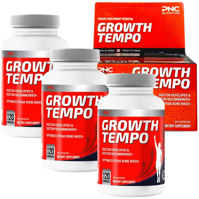PNC 그로스템포 키즈 청소년 성장 영양제 120정 3병(3개월분), 3개 - 쿠팡