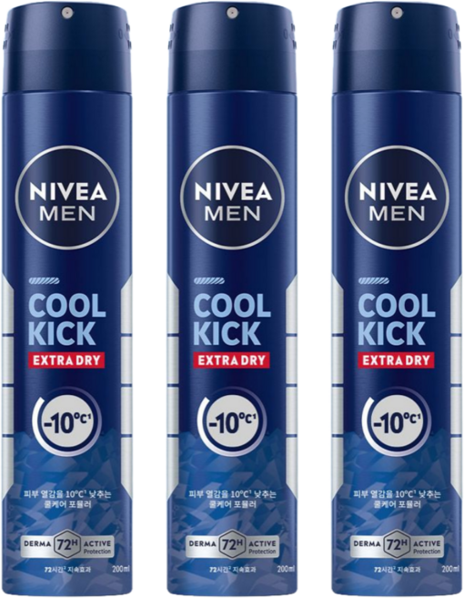 니베아맨 쿨킥 스프레이 데오드란트, 200ml, 3개