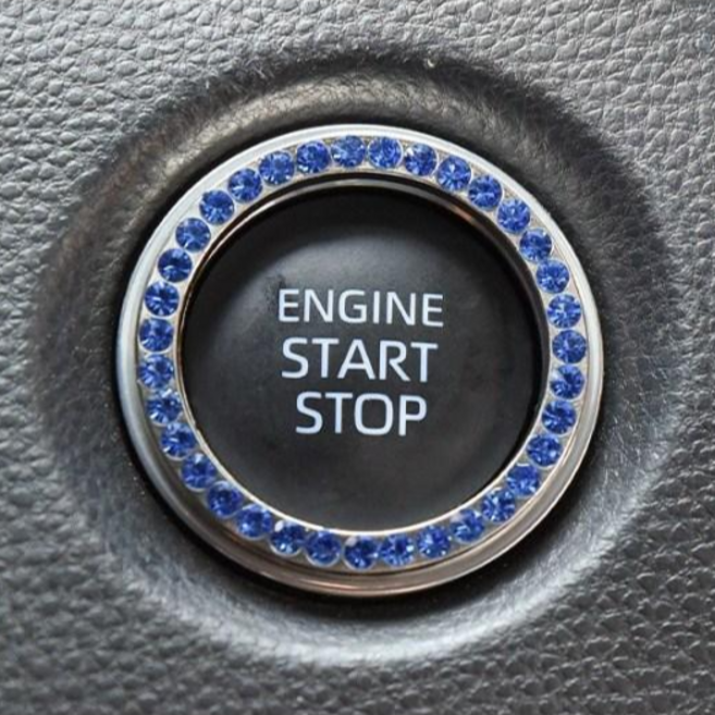 아망디에 빛나는 큐빅 다이아몬드 차량용 시동버튼 커버 점화버튼 장식 커버, 1개, 블루