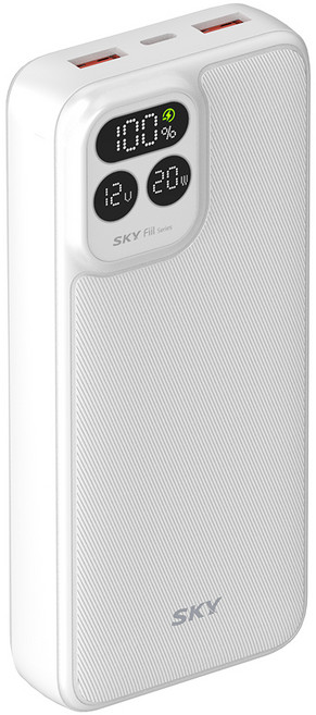 스카이 필 PD10 22.5W LCD 디스플레이10000mAh 고속 충전 보조배터리 블랙 SKY-PD10, 화이트
