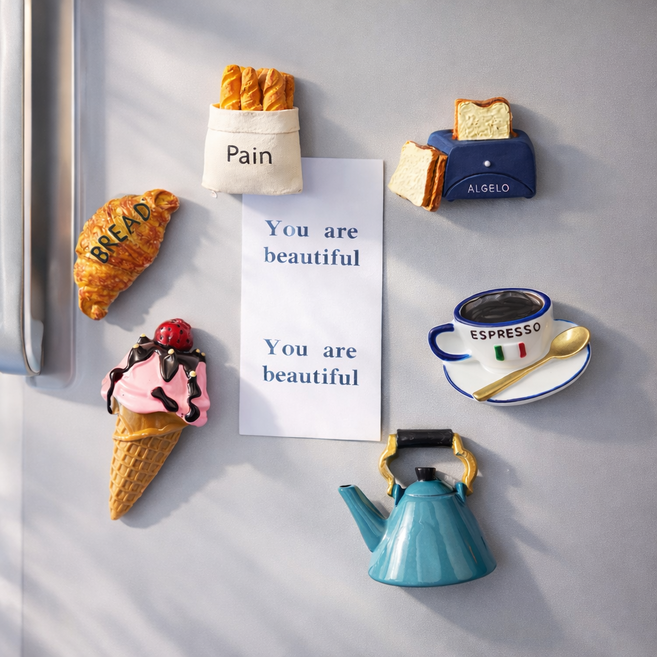 토브몰 카페감성 3D 푸드 냉장고자석 6종세트 주방데코 마그넷, 혼합캐릭터6종