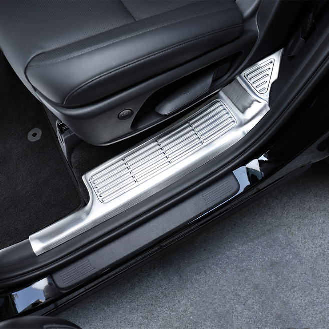 카스타 호환 디올뉴 팰리세이드 풀체인지 도어스커프 커버 튜닝 용품 기스방지 실버 블랙 몰딩, [실버] 2열 도어스커프 커버 2P
