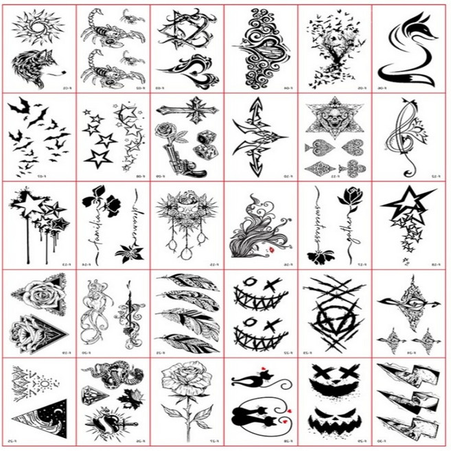 텐투투니 타투 스티커 문신 레터링 헤나 판박이 30종세트, 1개, B타입