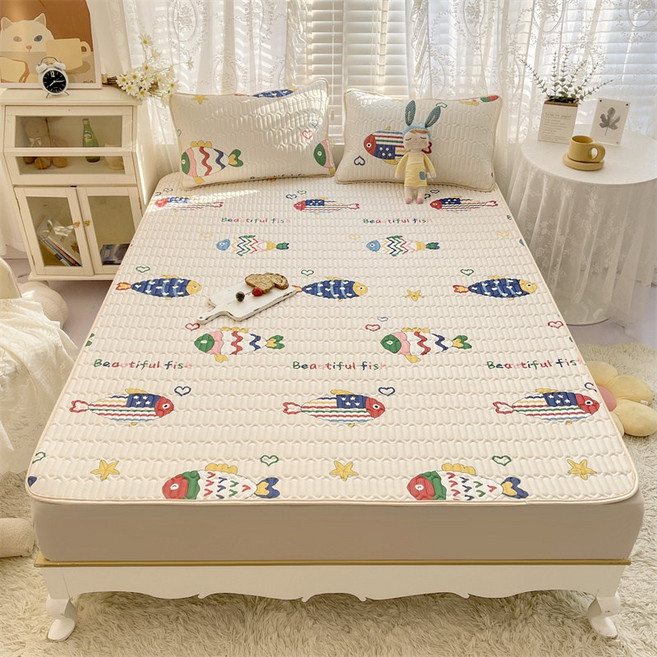 클라우드벨 여름용 접이식 방수 천연 라텍스 냉감 쿨 침대 패드 매트 베개커버, DK-001