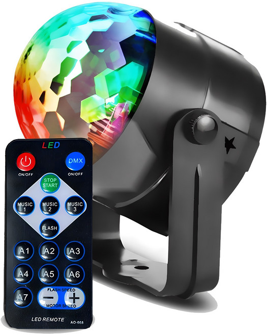 집에서도 즐기는 LED파티 회전 미러볼 사운드 반응형 + 리모컨 파티는 조명빨, PARTY-777