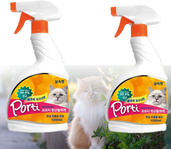 반려동물 냄새제거 Cat 은나노탈취제 베이비파우더향, 1L, 2개