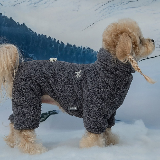 슈퍼펫 강아지옷 겨울 올인원 넥워머 후리스, 1개, 그레이
