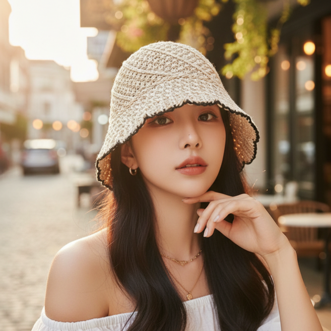 여름 지사 버킷햇 여성 와이드챙 썬햇 통기성 좋은 얼굴커버 모자
